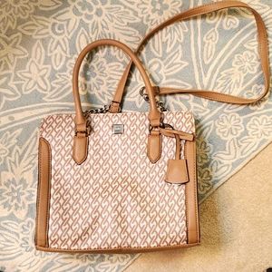 Nine West taupe and cream cross body satchel bag carried once